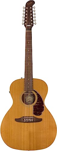Fender Villager 12-String Aged Natural WN Tortoiseshell Pickguard 12-String Electro-Acoustic Guitar with Gig Bag