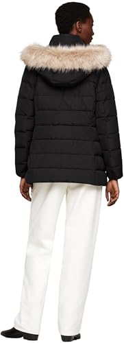 Tommy Hilfiger Cazadora Acolchada Mujer Heritage Down Tyra Jacket With Fur Larga, Negro (Black), XS