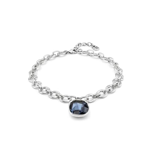 UNOde50 | Collar | Colgante Corto | Eslabones | En Aleación De Metales | Bañado En Plata De Ley | Cristal Facetado | Joya Artesanal | Hecho en España