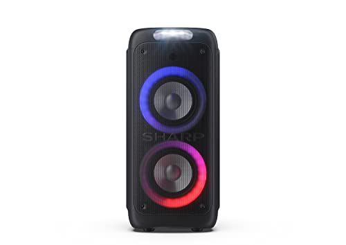 Sharp PS-949 Xparty Street Altavoz Portátil, Bluetooth, a Prueba de Salpicaduras, con Efectos de Luces, Efectos de DJ y Micrófono Incluido.