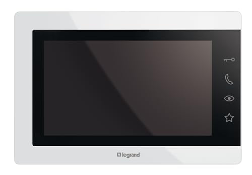 LEGRAND, Easykit 367915 - Kit de videoportero con 2 cables, monitor a color de 7 pulgadas y cámara gran angular, kit de 1/2 casa familiar, ampliable, fuente de alimentación, IP54-IK07, color blanco