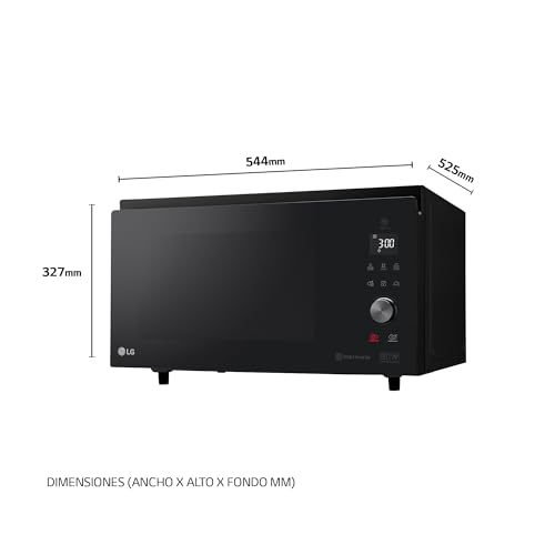 LG MJ3965BPS - Horno Microondas, 4 en 1, con Display Digital, de 39 Litros y 1100 W, Función Smart Inverter y EasyClean, Cocina Más Rápido, Mantiene Sabor, Color Negro