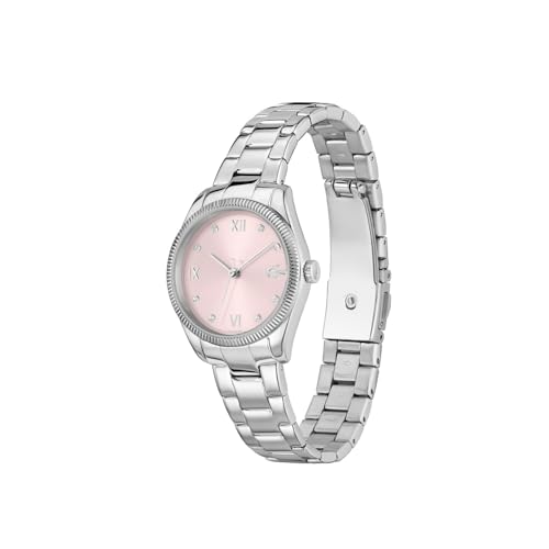 Lacoste Reloj con Movimiento de Cuarzo de Tres Manecillas para Mujer Colección Parisienne con Correa de Acero Inoxidable Plateada - 2001422