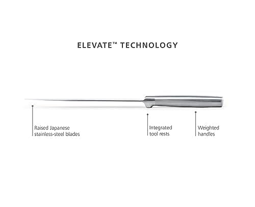 Joseph Joseph Elevate Cuchillos de Cocina Profesionales, Acero Inoxidable Japones, 5 piezas, Bloque en Bambú