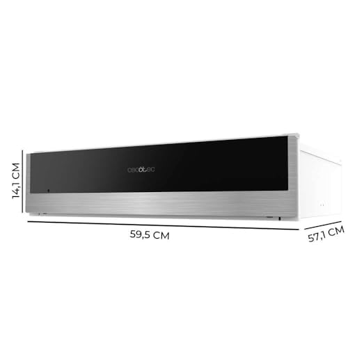 Cecotec Cajón Calientaplatos Integrable 60cm Bolero Hexa WD Edge. 470W Potencia Máxima, Temperatura Ajustable 30-80º, Control Mecánico, Alfombra Antideslizante Interior, Negro e INOX