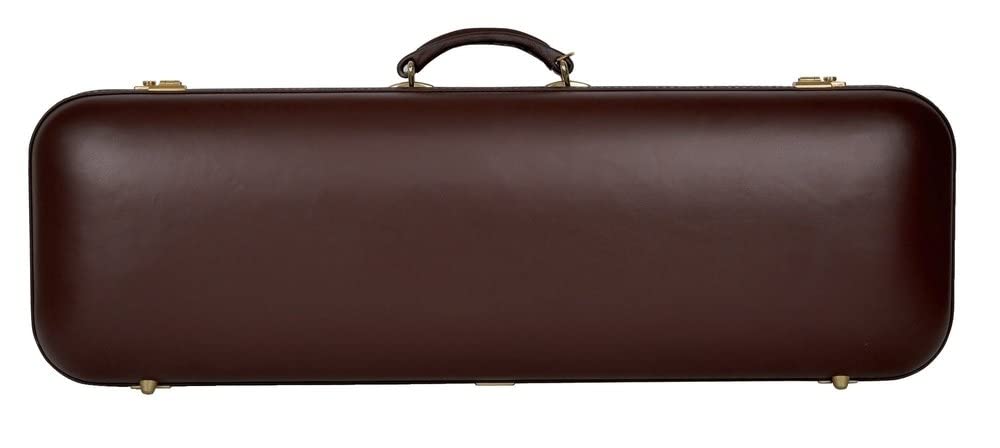 Estuche de violín GEWA Jaeger Prestige, Estuche de piel de lujo para violín, Made in Germany, exterior de piel de vaca burdeos, interior gris plata
