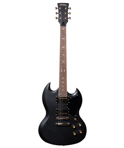 Santana Draco Standard DB - Guitarra eléctrica, modelo SG, 2 x humbuckers Hot PAF, Negro oscuro