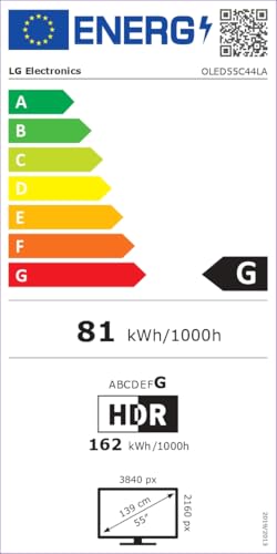 LG OLED55C44LA.AEU, 55", OLED 4K, Serie C4, 3840x2160, Smart TV, WebOS24, Procesador a9, Dolby Vision, Dolby Atmos, TV Gaming, 144 Hz, AMD FreeSync, Negro