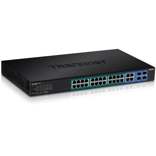 TRENDnet TPE-2840WS - Switch de Red (4 x PoE+, 20 x PoE, 4 x SFP, 1000Base-T, IPv6), Color Negro