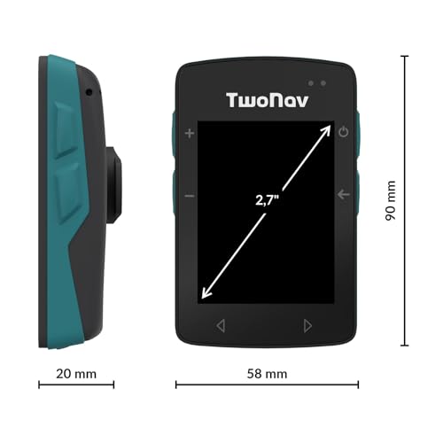 TwoNav Roc + Tarjeta de Francia IGN Topo Completa, GPS de Deportes con Pantalla de 2,7 Pulgadas para Bicicleta de montaña, Bicicleta, Gravel o bikepacking con Tarjetas Incluidas. Color Turquesa