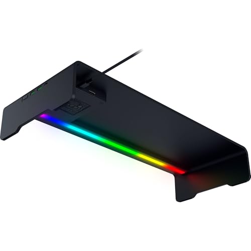 Razer Monitor Stand Chroma - Soporte de Monitor de Aluminio con concentrador USB-C de 4 vías con Chroma RGB (50cm x 21cm x 7,85cm, construcción Robusta, Capacidad de Carga de 20 kg) Negro