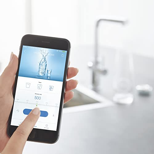 GROHE Blue Home - Grifo monomando de fregadero con función filtro de agua, caño en L, sin gas, con poco gas y con gas