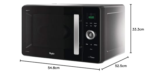 Whirlpool JQ 280 MB Microondas, Termoventilado Combinado, Libre Instalación, con Vaporiera Parrilla Baja Plato Crisp y Mango, 30 L, Negro, 54,8 x 52,5 x 33,3 cm