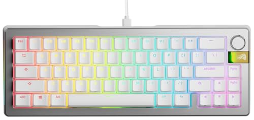 Glorious Gaming GMMK 3 Pro HE Teclado rápido Hall Effect, Carcasa Aluminio, tasa 8K, switches magnéticos/Hot Swap MX, Juntas modulares, Compacto 65% QWERTY EE.UU. (Plata)