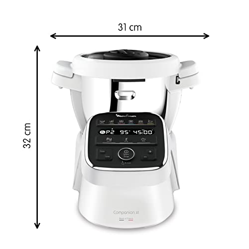 MOULINEX COMPANION XL Robot Cooker Tazón multifunción 4.5L 12 programas automáticos Sopas Gazpacho Procesador de alimentos Batidora Batidora Picadora Amasadora Cocinar Vapor 1550W HF80C30D