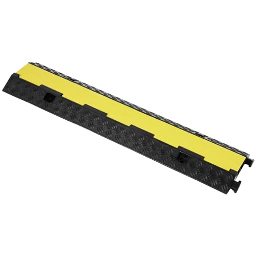 VEVOR Rampa de Protección de Cable 3 Piezas 2 Vías Canaleta Pasacables de Suelo 3 x 3 cm Protector de Cables de Caucho y PVC Capacidad de Carga 5443 kg Cubiertas de Suelo para Cables Negro y Amarillo