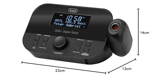 Trevi RC 85D8 Dab - Radiodespertador electrónico con proyección horaria y Receptor Digital Dab/Dab+, Gran Pantalla LED, alarmas programables, función Snooze, función de sueño