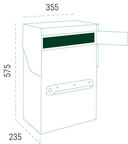 Arregui Bigpack Mail EP2014 Individual de Acero para Correo y para paquetería Grande, buzón para Paquetes, Negro