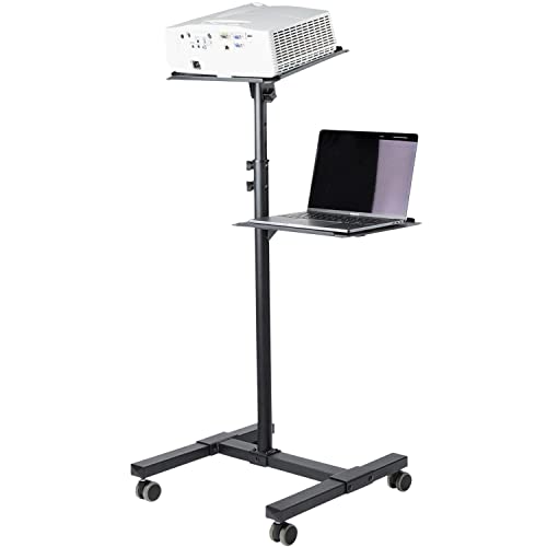 StarTech.com Soporte Móvil para Proyector y Ordenador Portátil - Carrito de Servicio Pesado para Proyector (2 Estantes) - de Altura Ajustable para Presentaciones - con Ruedas Bloqueables (ADJPROJCART)