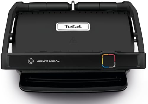 Tefal OptiGrill Elite XL GC760812 - Barbacoa de contacto con 16 programas, pantalla digital con indicador de cocción, placas XL desmontables, parrilla eléctrica, color negro
