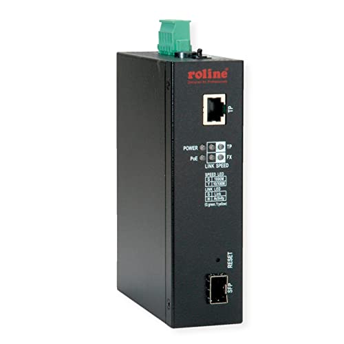 Roline Industrial Converter Gigabit Ethernet - Fibra de Doble Velocidad 100/1000, con función PoE
