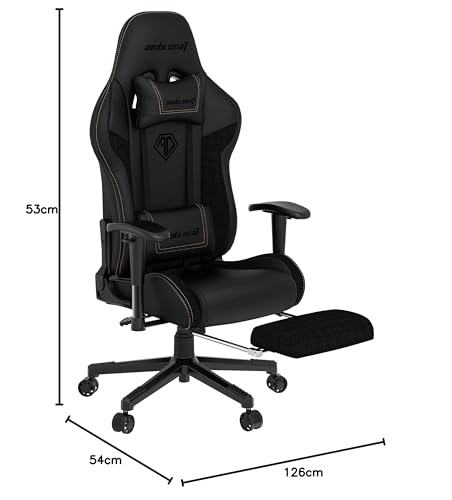 Anda Seat Jungle 2 Pro Escritorio ergonómica de Piel con Cuello y Respaldo Lumbar, Asiento, sillas de Juego para Adultos y Adolescentes, Medium, Negro