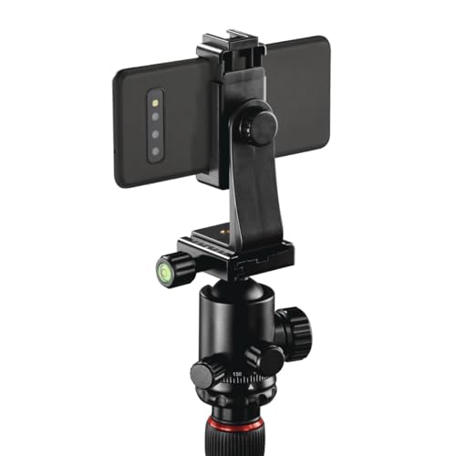 Hama Ramble II Duo - Trípode para cámara 2 en 1 y Soporte para teléfono móvil con Soporte para teléfono móvil, trípode Estable y Ligero de Carbono, trípode para Fotos de 3 Posiciones Extensible máx.