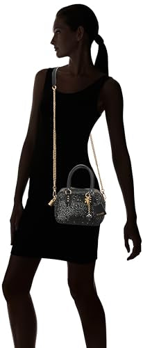 Pinko Bolos Mini Corteza con Diamantes de imitación + Becerro de Seda, Bolsa para Mujer, Z99q_Negro-Antiguo Gold