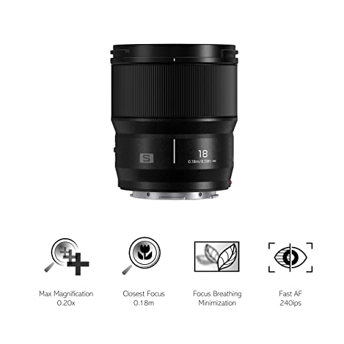 Panasonic Lumix S S-S18 - Objetivo 18mm (F1.8, Distancia Focal Fija, Gran Angular, Diseño Compacto y Ligero, Resistente al Polvo, Agua y Frio), Negro