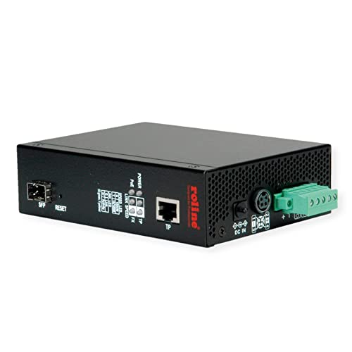 Roline Industrial Converter Gigabit Ethernet - Fibra de Doble Velocidad 100/1000, con función PoE