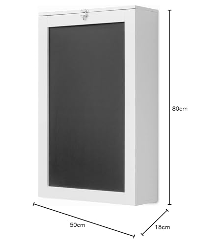 InnovaGoods® Mesa plegable de pared Woldy, mesa con pizarra y estantería, mesa plegable multifunción para trabajar y ahorrar espacio, Medidas 80x50x18 cm, Color Blanco