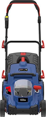 Güde Cortacésped con batería RM 36-402-30.37 (36 V (2 x 18 V) sin escobillas, corte de 370 mm, altura de corte de 6 niveles, saco de recolección de hierba de 35 l, cuña para mantillo, incluye 2