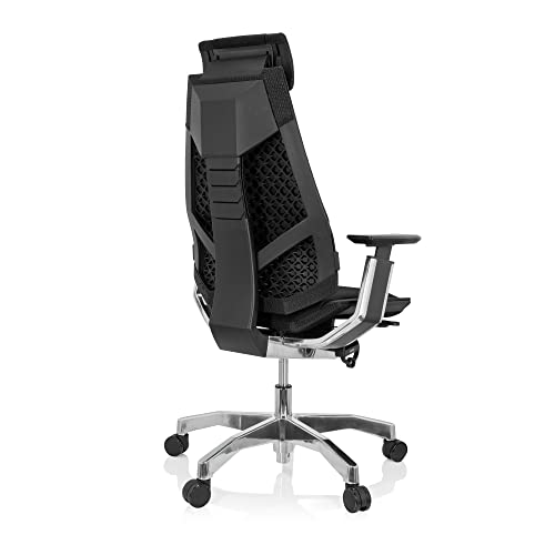 hjh OFFICE 652848 Silla de Oficina GENIDIA Pro Silla giratoria ergonómica, Fabric Black