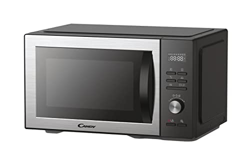 Candy Essenza CMCA29EDLB Horno Microondas Combinado, con Grill, 29L, 1000-2100W, Convección, 5 Niveles de Potencia, Digital, Automenús, Bloqueo Seguridad, Inicio Diferido, Descongelación, Negro e Inox