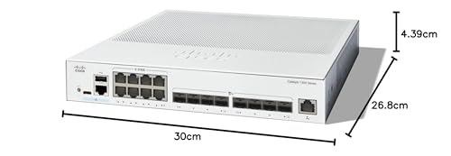 Switch gestionado Cisco Catalyst 1300-16XTS, 8 Puertos de 10G de Cobre, 8x10GE SFP+, protección Limitada de por Vida (C1300-16XTS)