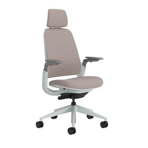 Steelcase Series 1, Silla de Oficina ergonómica con sujeción Lumbar, Brazos 4D y reposa Cabeza Regulables, Respaldo de Malla Malva Apagado