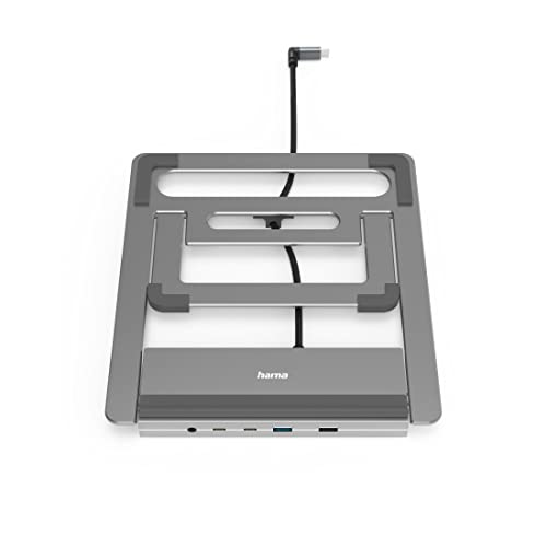 Hama | Docking Station USB-C 12 en 1 (12 Puertos, Max. Resolución: 4k, USB-A, USB-C, Ethernet, Audio 3.5mm) Gris