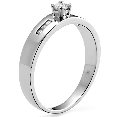 Orphelia Mujer 18 k (750) oro blanco redondo blanco diamante
