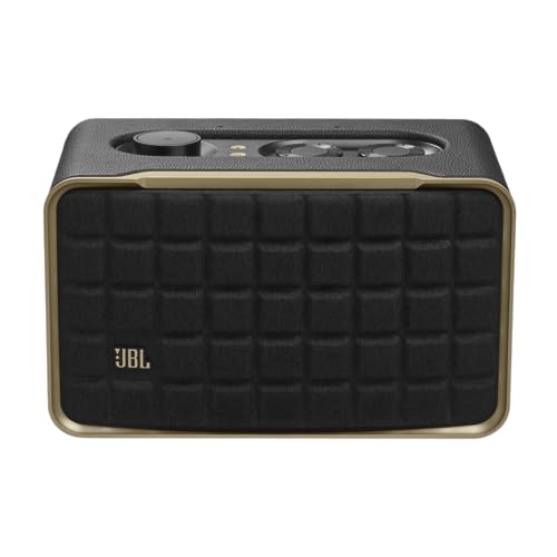 JBL Authentics 200, Altavoz Inteligente con tecnología Bluetooth, diseño Retro, con cuadrícula Gris, Wi-Fi Integrado, Google Assistant, Amazon Alexa, AirPlay, One App, Negro, Enchufe UK (Tipo G)