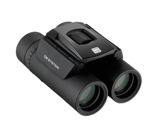 Olympus Prismáticos OM SYSTEM 10x25 WP II Negro, Impermeable, 15 años de garantía, Aumento 10x, corrección dióptrica, prismas BaK-4, Incl. Bolsa y Correa de Transporte