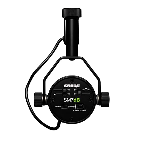 Shure SM7dB Micrófono dinámico para retransmisiones, podcasts y grabación, Amplio Rango de Frecuencias, Sonido cálido y Suave, construcción sólida, Paravientos Desmontable - Negro