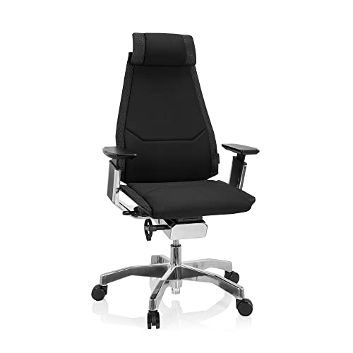 hjh OFFICE 652848 Silla de Oficina GENIDIA Pro Silla giratoria ergonómica, Fabric Black