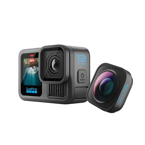 GoPro HERO13 Black Ultra Wide Edition: cámara de acción Impermeable con Video 5.3K60, Fotos de 27 MP, Campo de visión (FOV) Mejorado de 177 Grados y compatibilidad con Lentes de la Serie HB