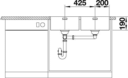 Blanco 522985 Fregadero de cocina de acero inoxidable, 400mm/400mm