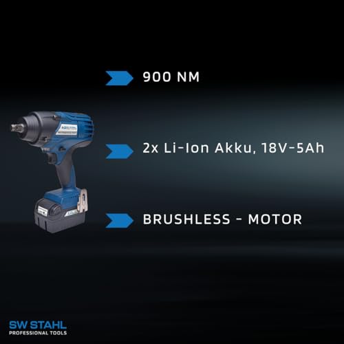 SW-Stahl Atornillador de impacto inalámbrico S3300, 1 pulgada, 900 Nm, 18 V, para cambio de neumáticos