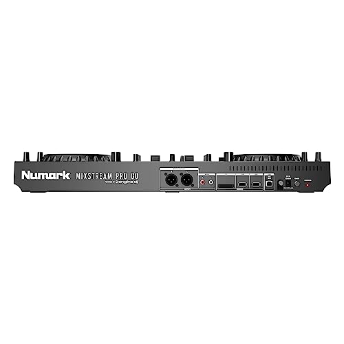 Numark Mixstream Pro Go - Controlador DJ portátil, batería, mezclador con separación de stems, altavoces, streaming wifi, pantalla táctil y Serato DJ