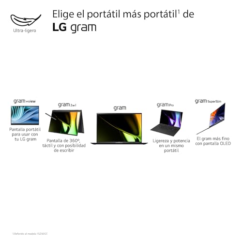 LG gram Pro 16Z90SP-A.AD88B - Portátil Ultraligero de 40.6 cm (16"), OLED, Intel Core Ultra 7, 32 GB RAM, 1TB SSD, batería hasta 24.5 h, 1,2kg, NVIDIA RTX3050, W11 Home, Negro, Teclado QWERTY Español