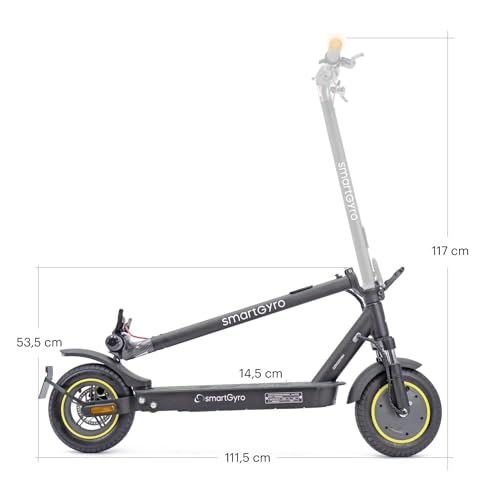 smartGyro Z-PRO Black Patinete Eléctrico de 36V, 600W de Potencia Máxima, Batería de 10Ah, Autonomía 40 Km, Ruedas de 10 inches, Suspensiones, Triple Frenada, App, Certificado DGT, Segunda Generación