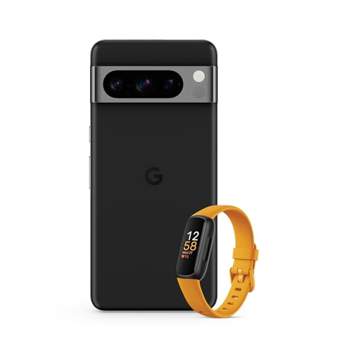 Google Pixel 8 Pro - Smartphone Android Libre con Lente teleobjetivo - Obsidiana, 256GB + Fitbit Inspire 3, la Pulsera de Salud y Actividad física con hasta 10 días de batería - Amarillo Ocre