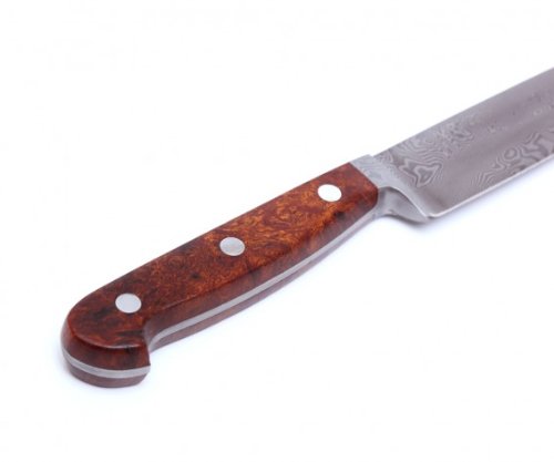 Güde Schinkenmesser F.Serie Klingenlänge Wüsteneinsenholz Solingen jamonero Acero de Damasco Forjado, 21 cm, Madera de Palo fierro, Cuchillo de Trinchar, F.GÜDE, Hecho a Mano en Alemania, Marrón